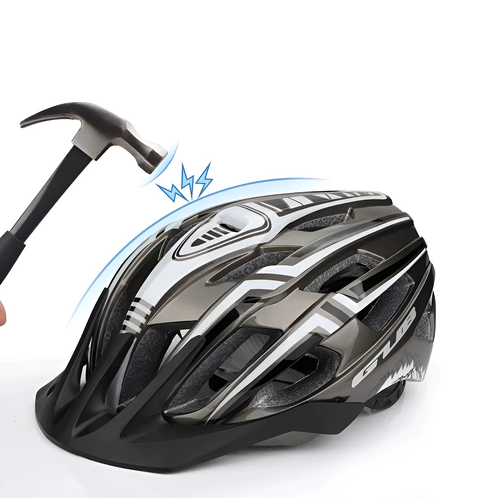 Mountain bike helmet with PC+EPS construction, USB tail light, 19 holes, adjustable 56-59CM fit, red colour