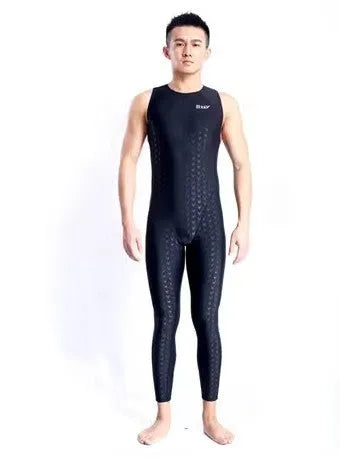 Shark pattern quick-drying sleeveless one-piece swimsuit for women in black and grey