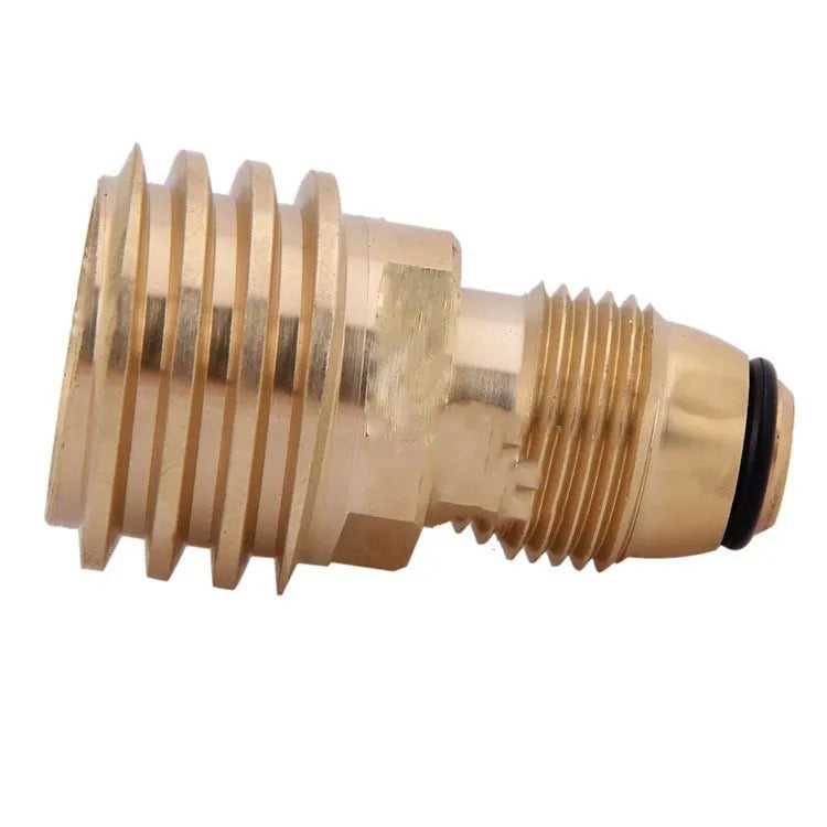 Gold-coloured brass gas brazing adapter with 7mm diameter and external taper thread