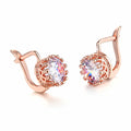 Korean retro style crown-shaped copper ear clips with white diamonds in rose gold or white gold colour.