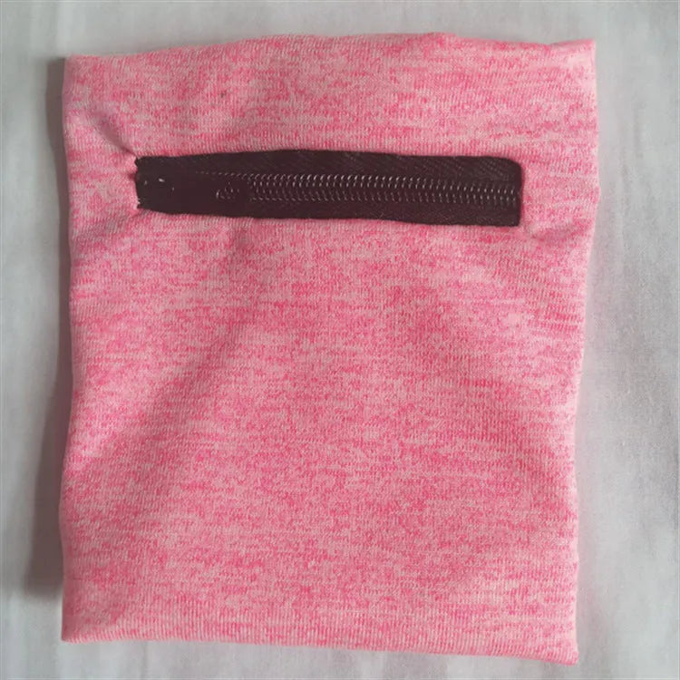 Sport phone arm bag wristband pocket in black with phone inserted, 10x12cm size