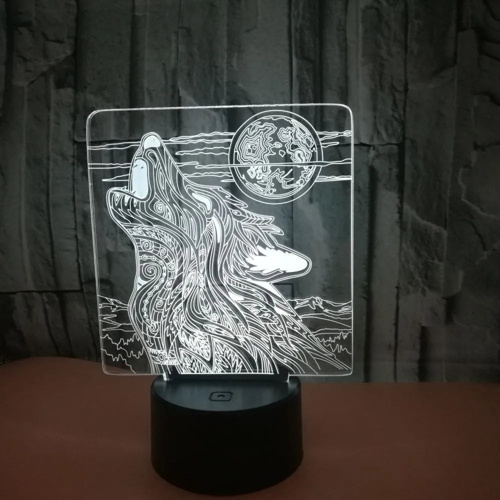 White base colour-changing LED desk lamp with acrylic panel showing multi-colour gradient illumination