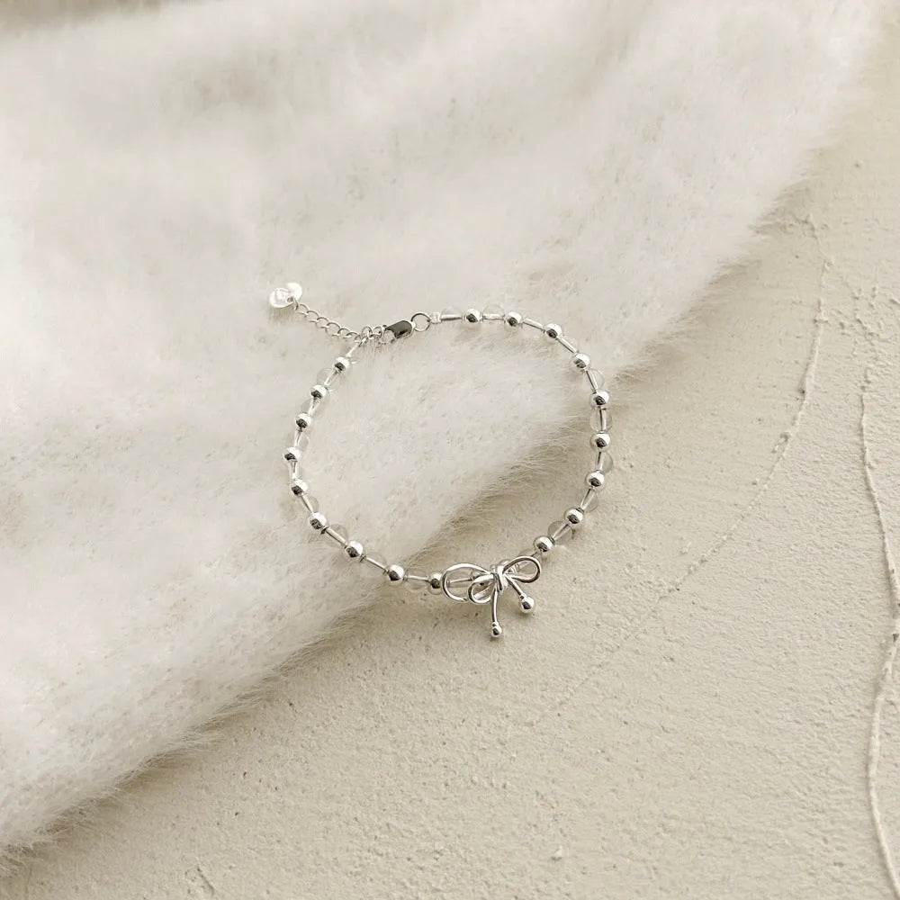 925 sterling silver bow bracelet for women electroplated finish silver tone