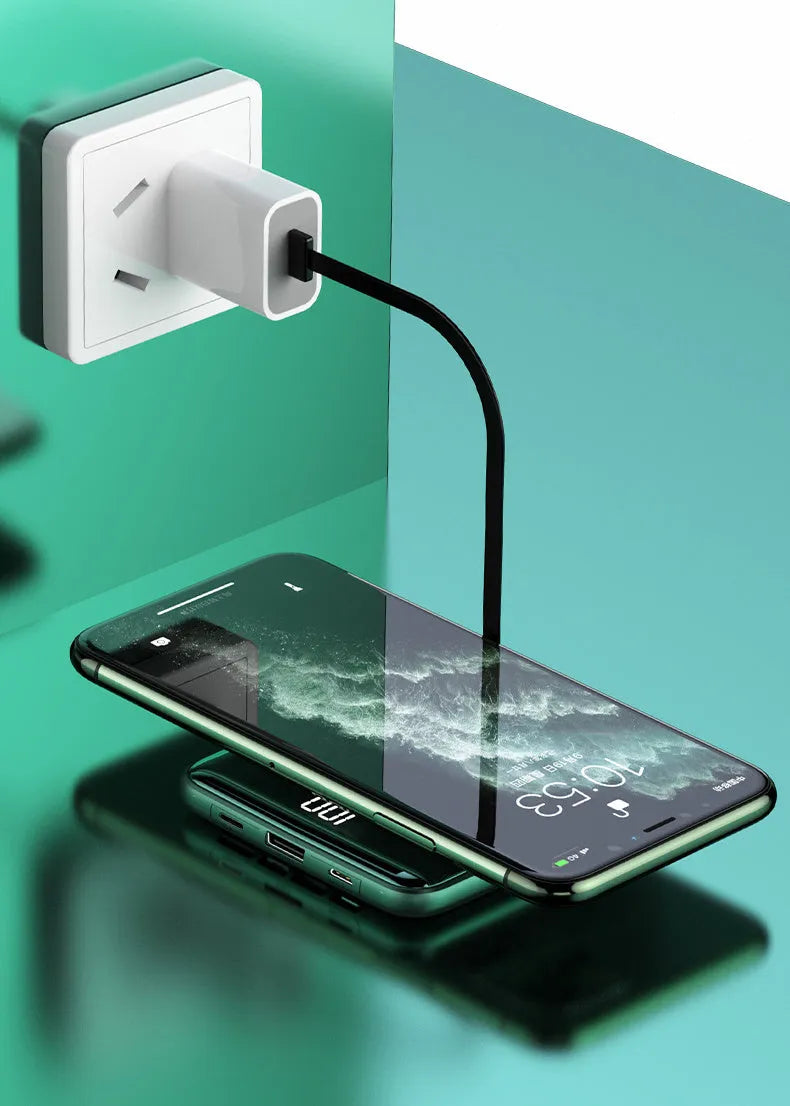 20000mAh PD fast charging power bank with LCD display in black, green, or red colour options