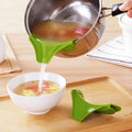 Green silicone kitchen funnel with 12cm diameter curved design for round pots