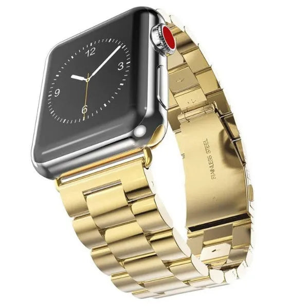 Classic stainless steel watchband in rose gold for 42mm watch case with metal link design