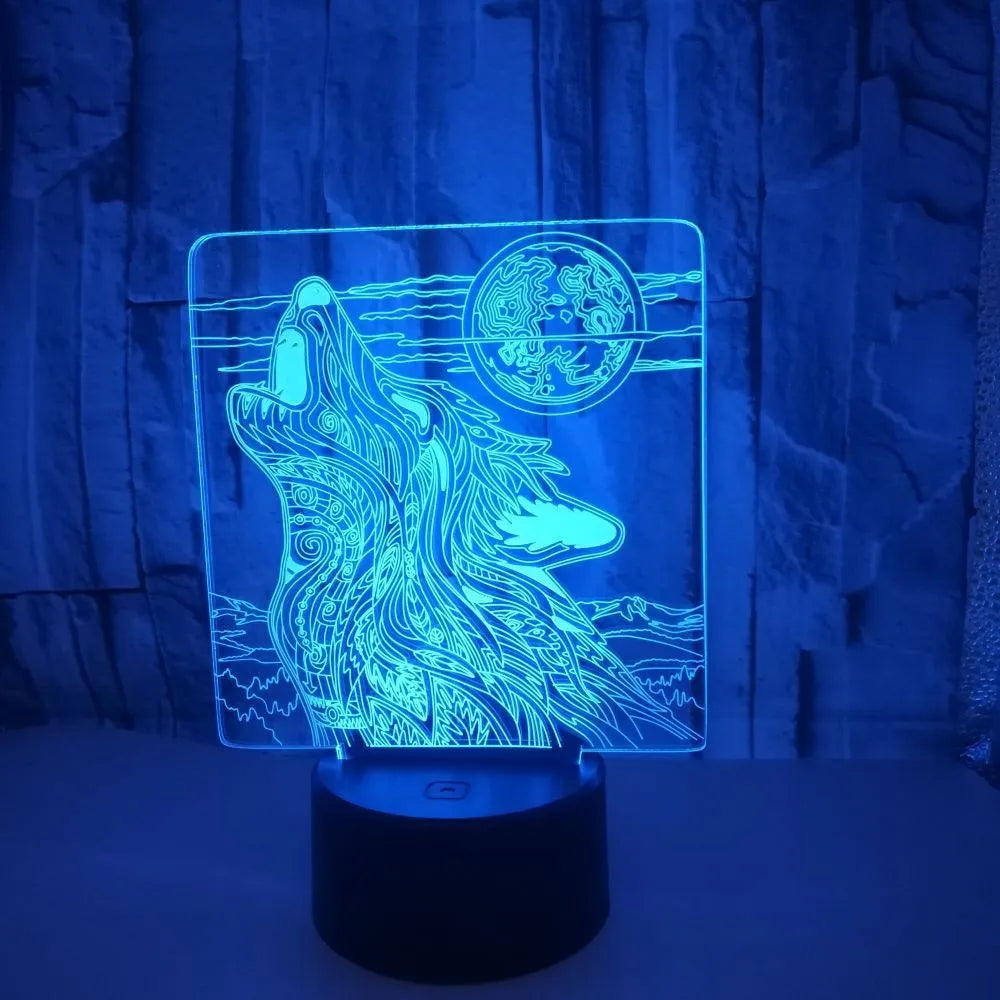 White base colour-changing LED desk lamp with acrylic panel showing multi-colour gradient illumination