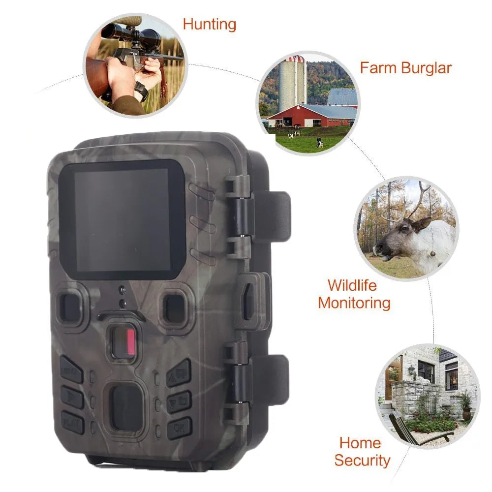 Black infrared night vision monitoring device with TF card slot and plastic construction