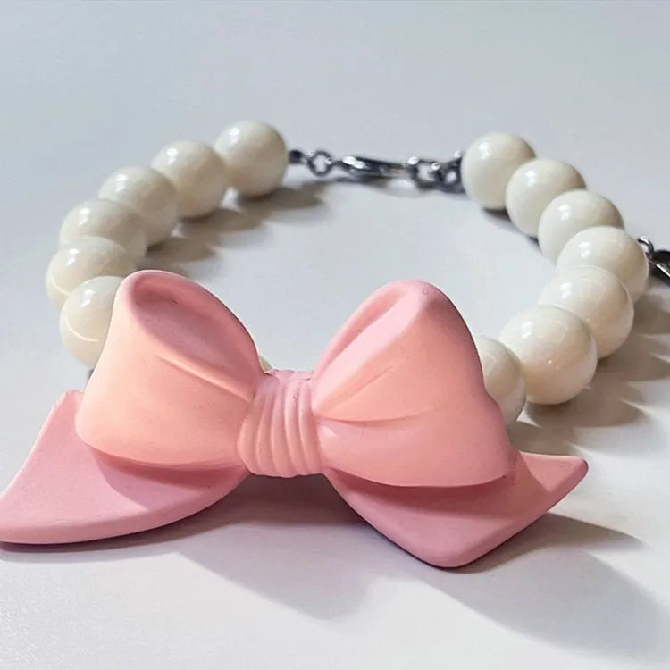 Monochrome cat collar with bow necklace in princess style, available in sizes S, M and L