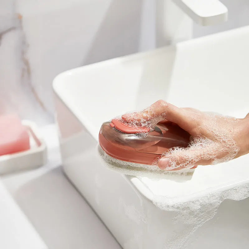Automatic liquid cleaning brush with ergonomic ABS handle for shoes and laundry cleaning