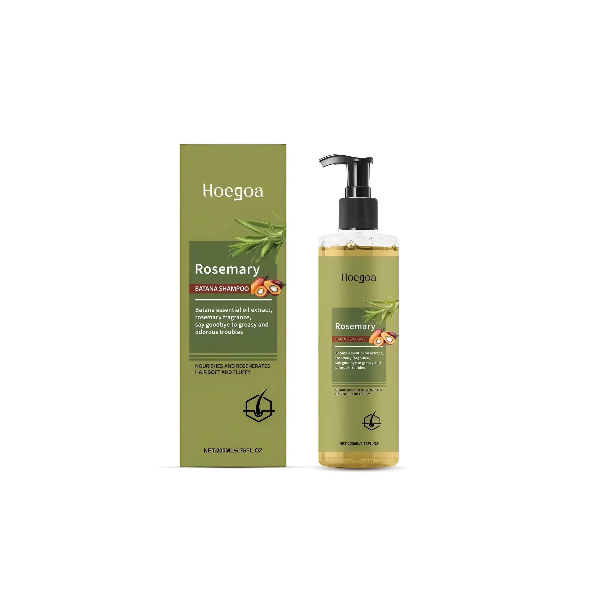 200ml bottle of rosemary hair growth shampoo with rosemary extract and Platthana oil formulation