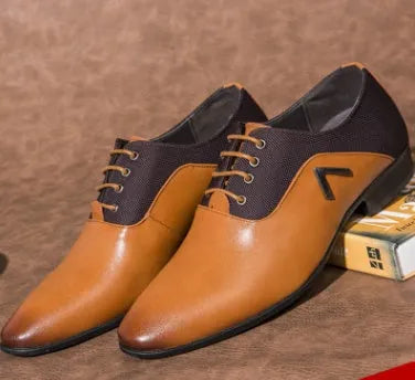 Men's black artificial PU low-top Oxford shoes with a rubber sole on a white background.