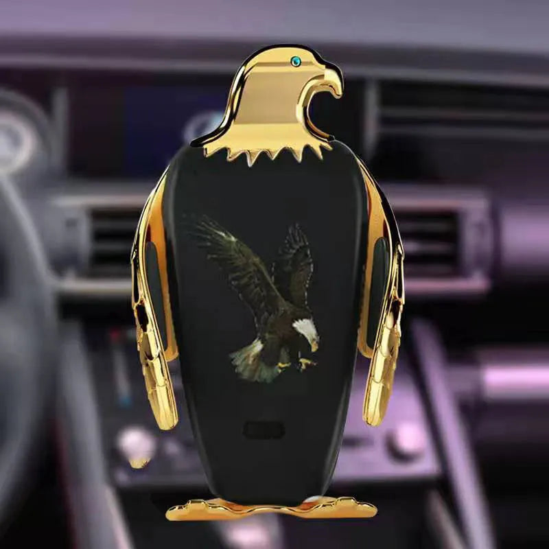 Wireless charging car phone holder with suction cup mount in Eagle design