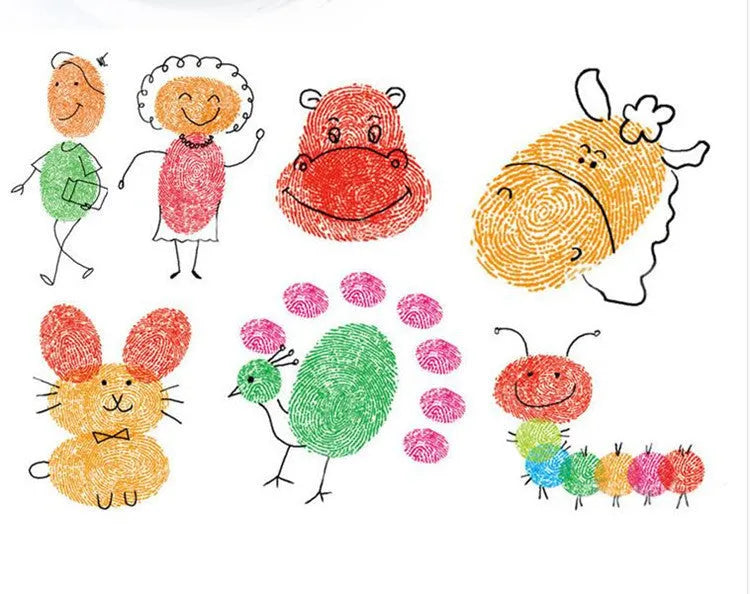 Children's fingerprint inkpad with plastic cover and picture albums for creative art activities