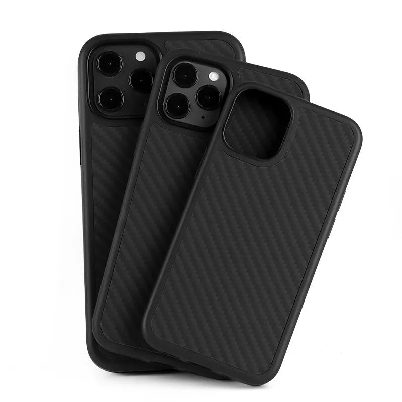 Black wooden iPhone case with TPU and Kevlar construction for waterproof protection