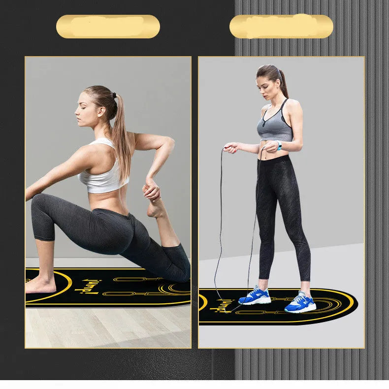 Faux leather yoga mat in black or pink, showing non-slip surface and 6mm thickness.