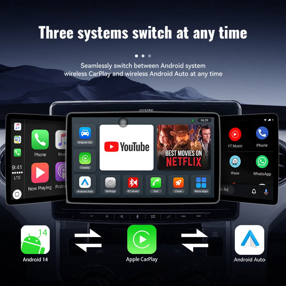Black plastic wireless CarPlay box with Type-C port and TF card slot, no screen
