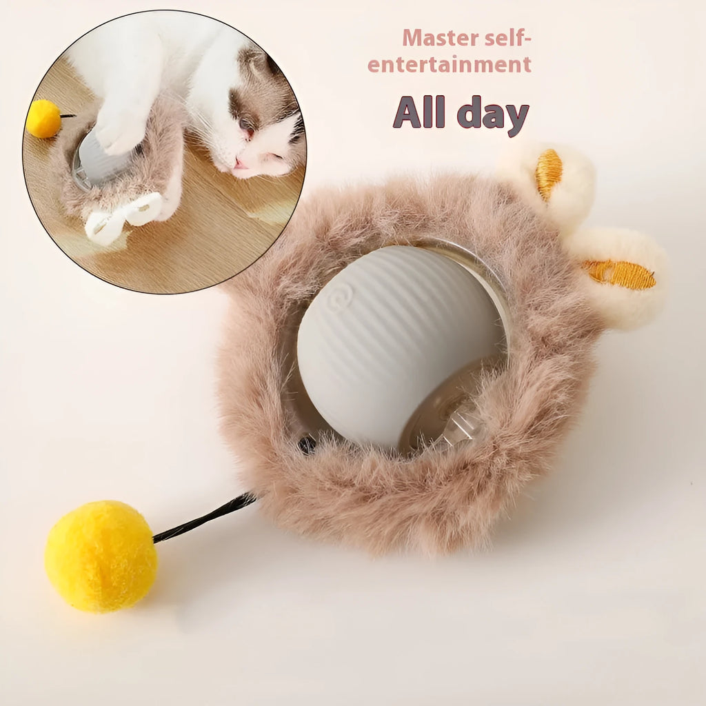 Silicone rolling ball cat toy in red, green, and grey colour options