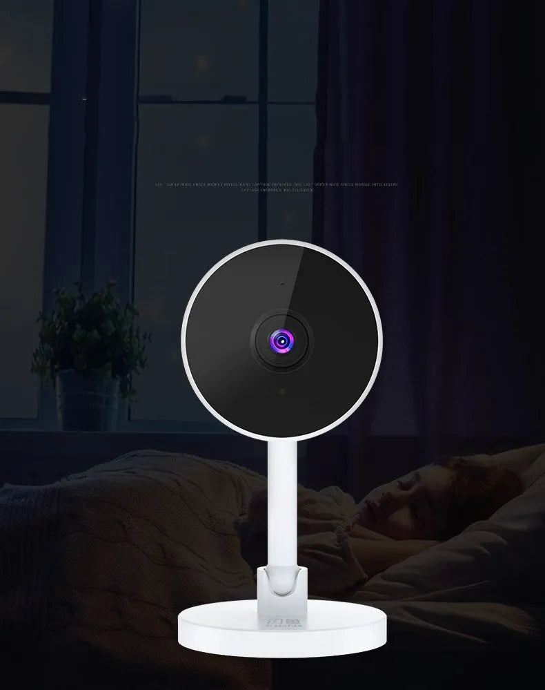 White gun-style WiFi security camera with 1080p resolution and motion detection alarm system