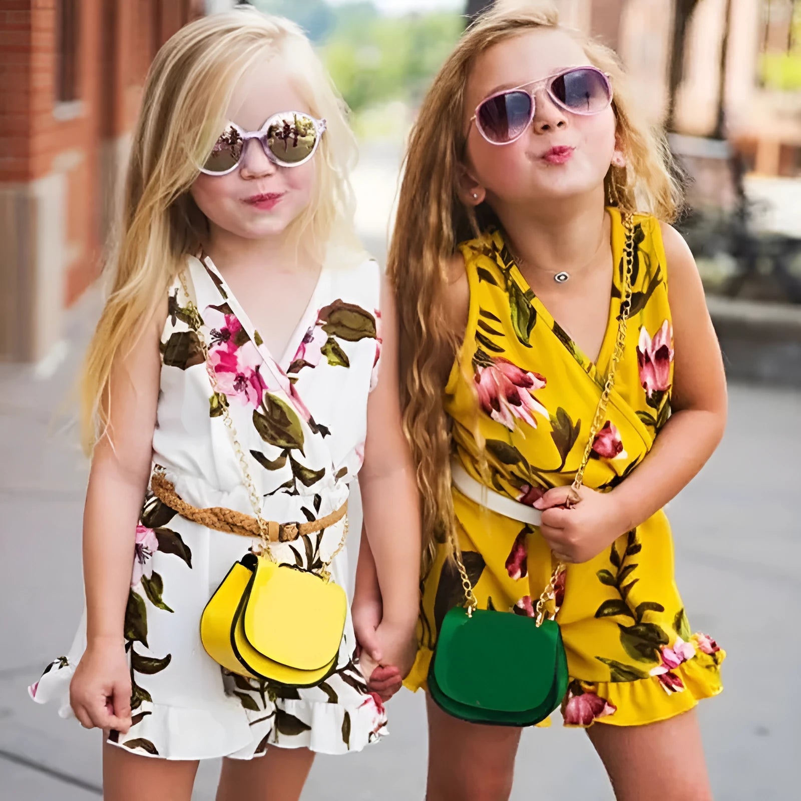 White cotton floral summer outfit for a baby girl with an elasticated waist