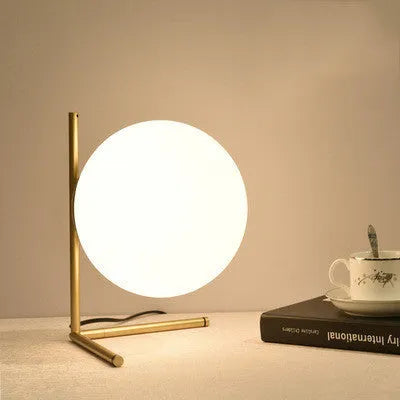 Glass shade LED table or floor lamp in one of three size options for living room or study.