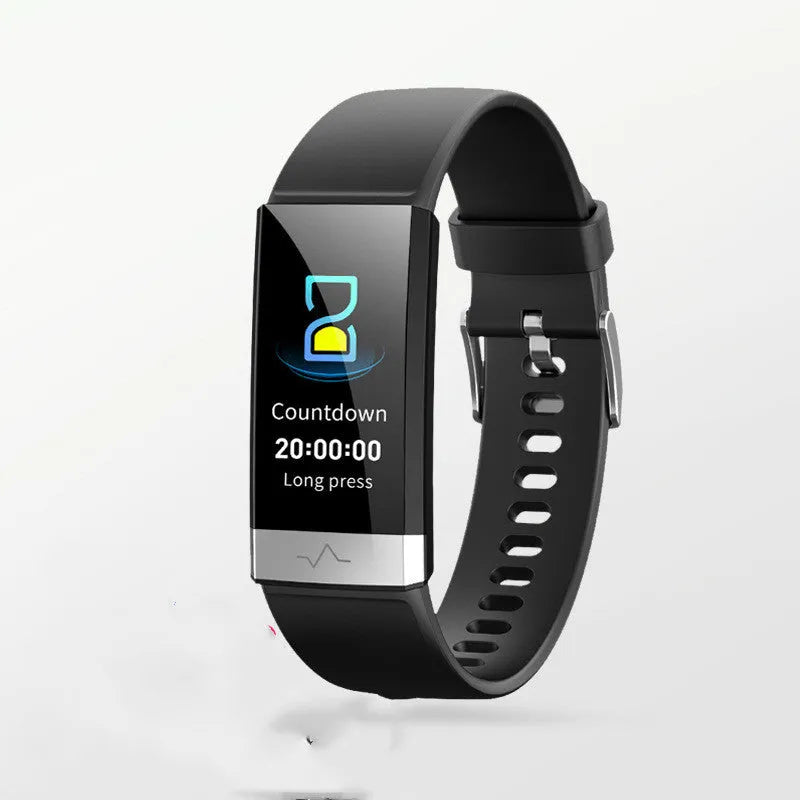 V19 Smart Bracelet fitness tracker with colour screen and black TPU strap on a wrist
