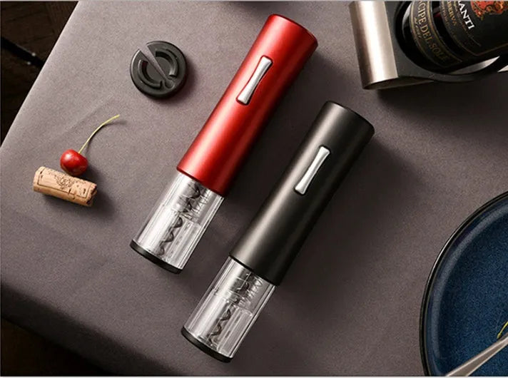 Electric wine opener set in black or red with foil cutter, 23cm ABS and aluminium alloy body