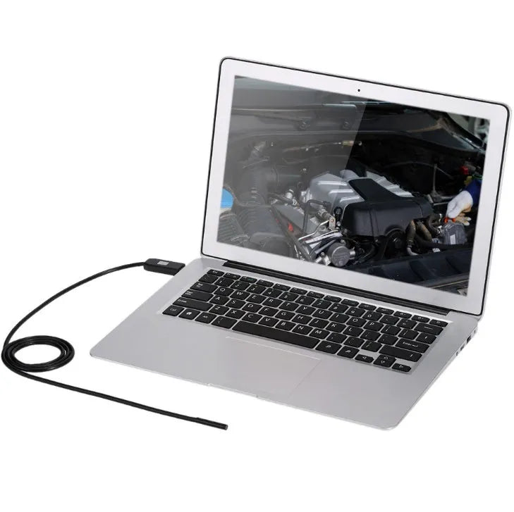OWSOO USB endoscope camera with 5m cable, 6 LED lights, hook, magnet, and side mirror for Android and computer inspection