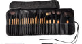 24 professional makeup brushes with man-made fibre heads and wooden handles in PU gift bag