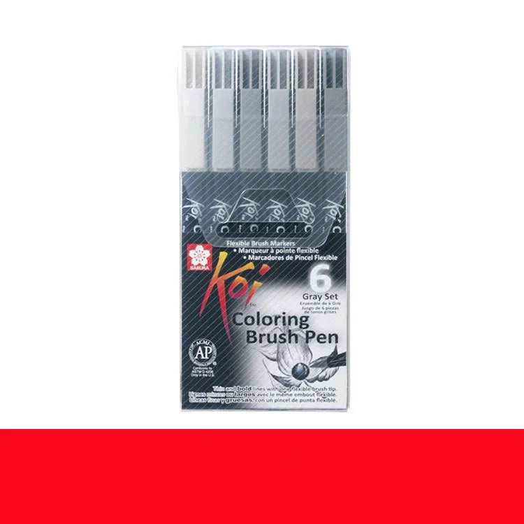 Set of watercolour markers with brush tips showing colour range options
