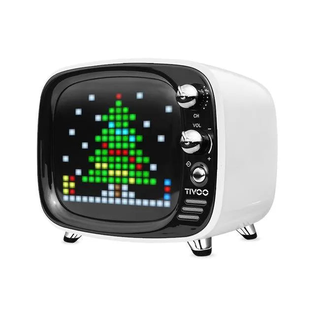 Portable Bluetooth speaker with alarm clock functions in black, blue, green, pink, red, or white colours