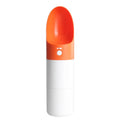 MOESTAR white and grey rocket-shaped pet drinking cup with a black drinking nozzle and lock button.