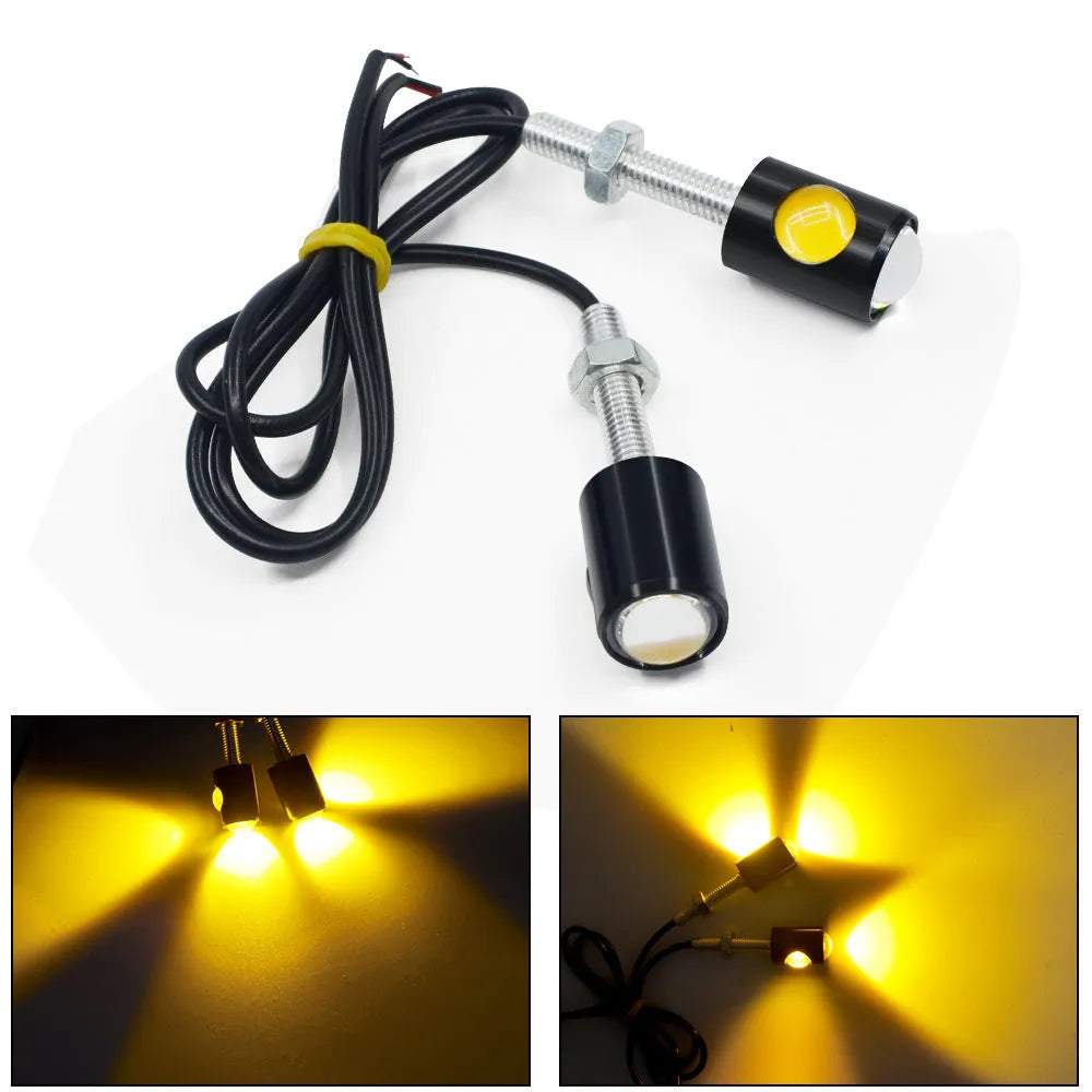 Aluminium shell license plate light for GM cars and motorcycles, shown in white, red, blue, ice blue, or yellow