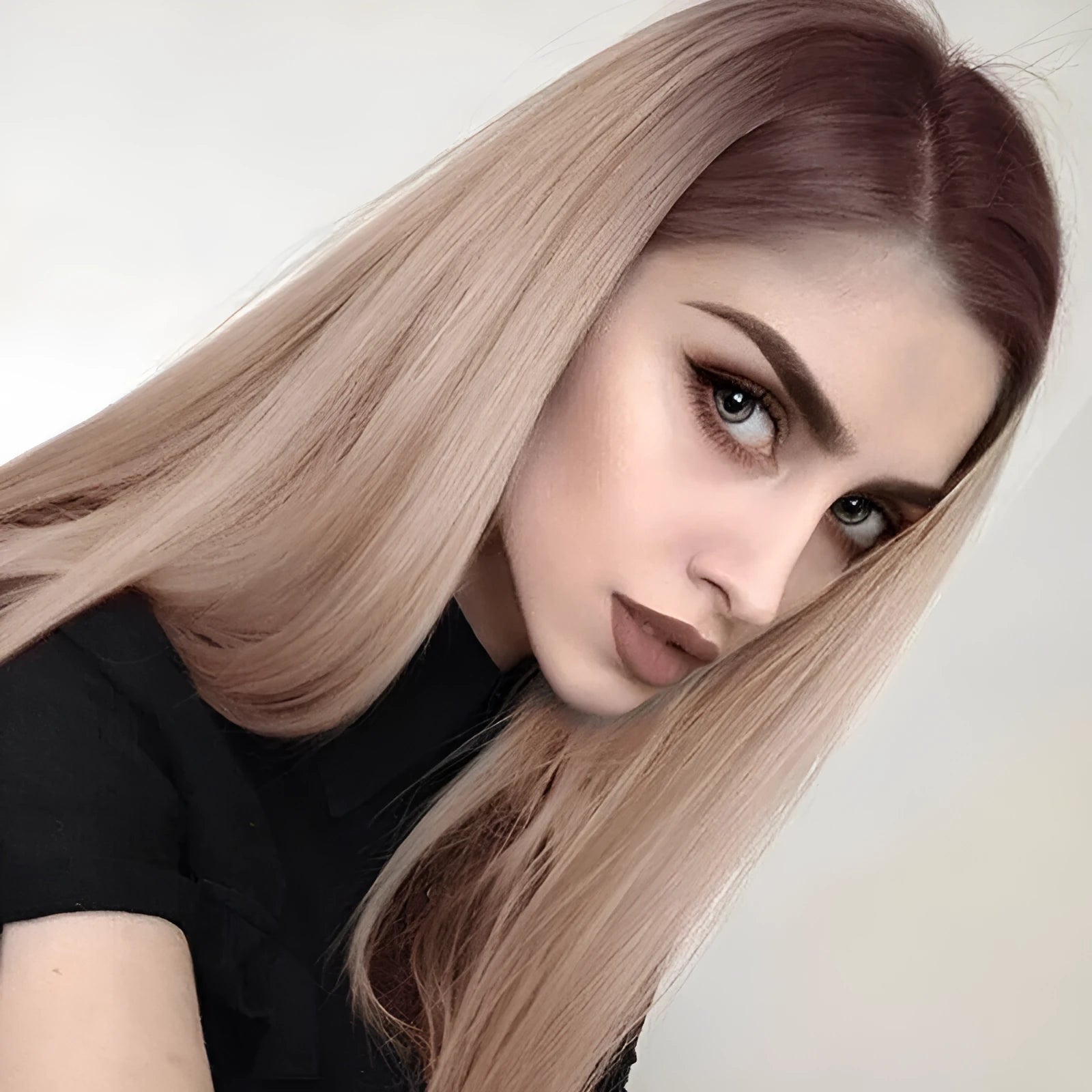 Long straight wig 65cm with mid-point bangs in colour as shown, made from high temperature wire