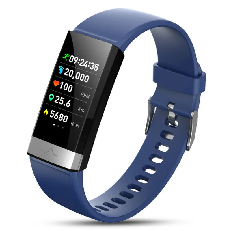 V19 Smart Bracelet fitness tracker with colour screen and black TPU strap on a wrist