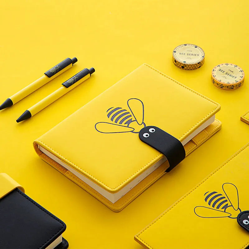 Travel B6 notebook with PU cover, 135 x 195mm size, 144 sheets, shown in Black and Yellow options