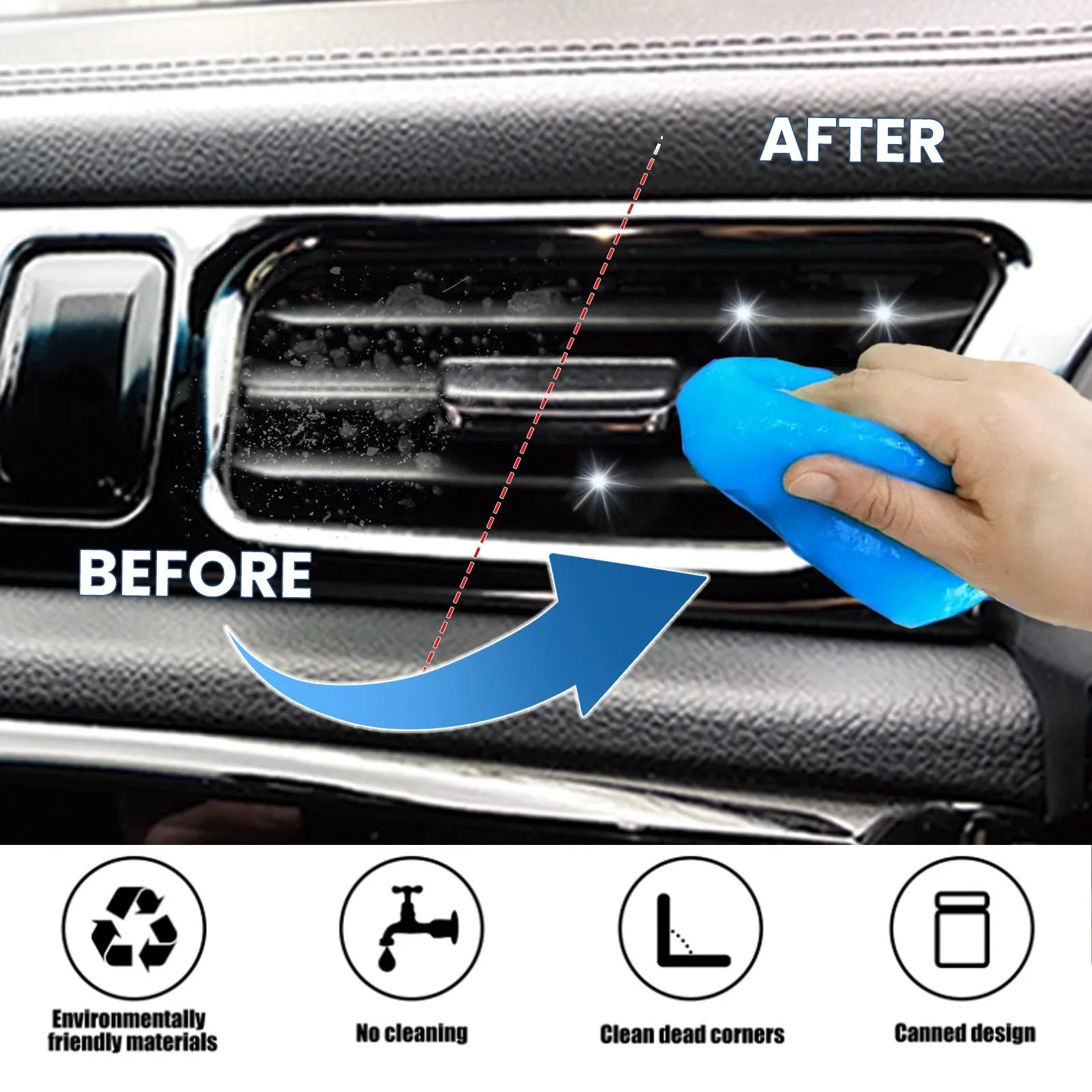 Car cleaning interior soft gel adhesive for dust removal from vents and gaps.