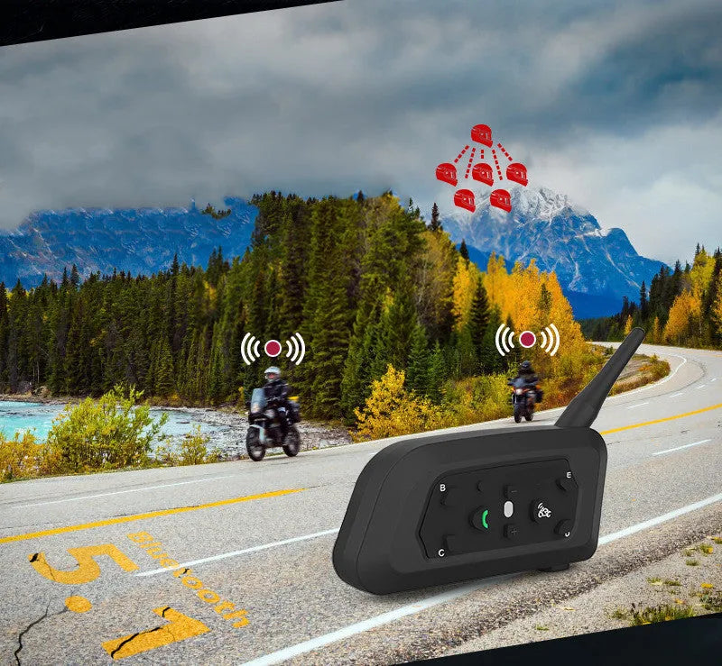 V6 Pro motorcycle helmet Bluetooth intercom unit with mounting clip and accessories