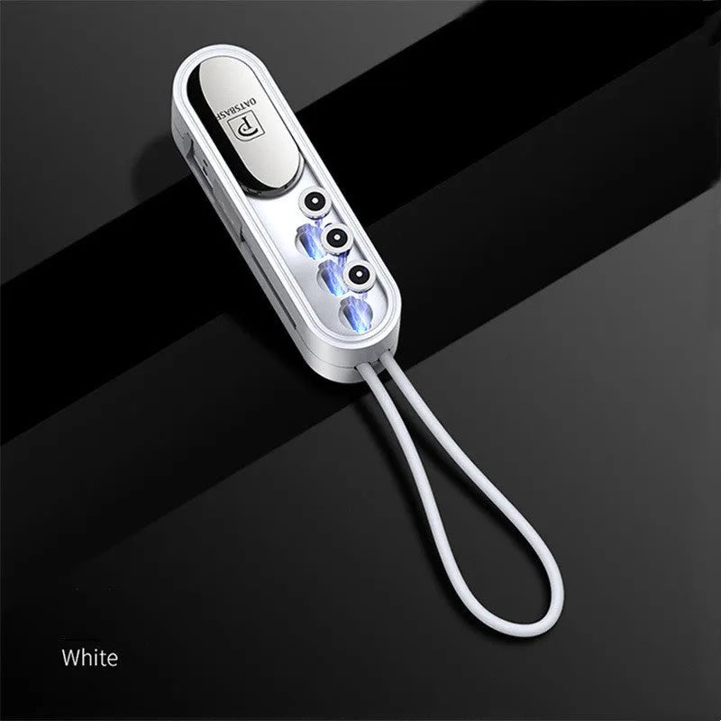 Magnetic three-in-one USB charging cable measuring 0.4m in black, white, or red colours