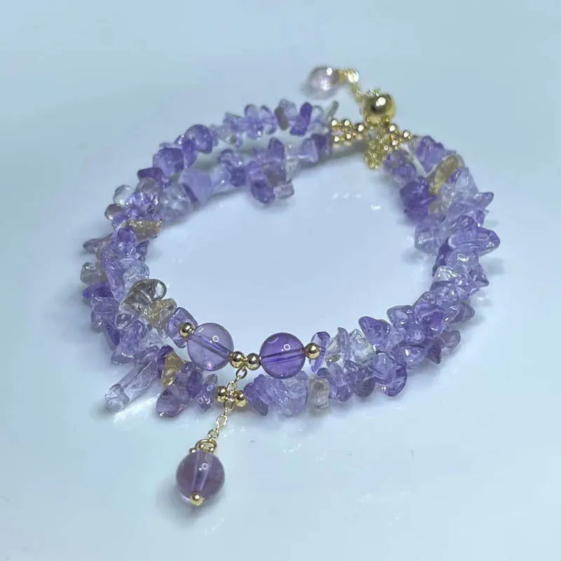 Double row natural ametrine gravel bracelet with D178 colour stones and manual processing