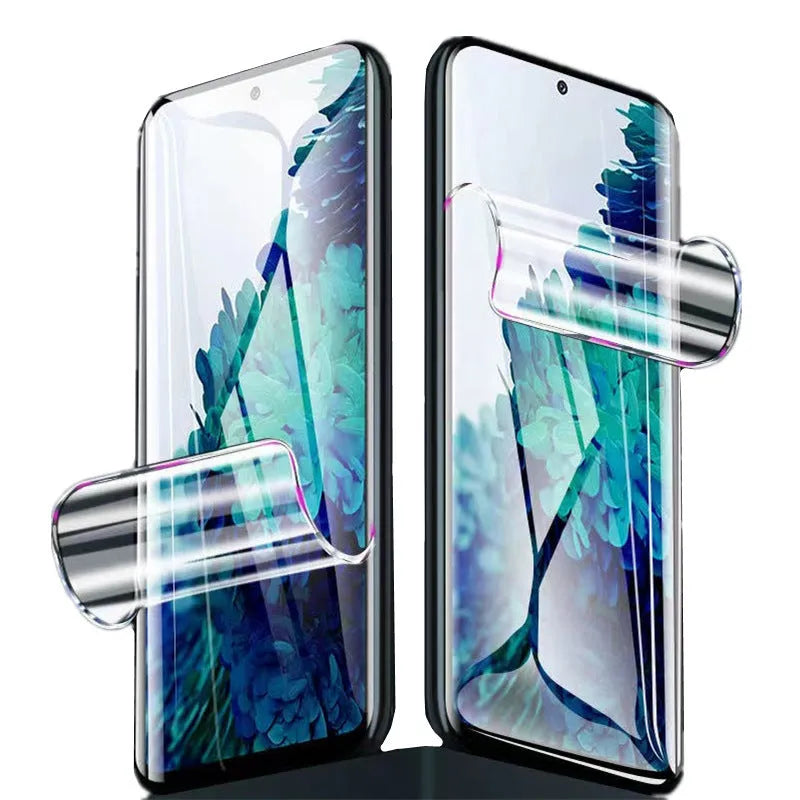 TPU screen protector for Samsung Galaxy phone showing HD, Frosted, and Anti-Blue Light film options.