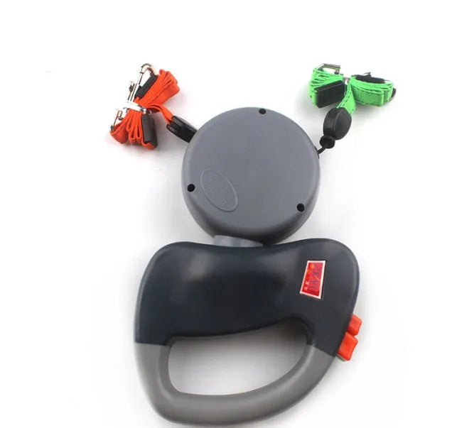 Retractable dog walking leash with 3 metre nylon rope, automatic mechanism, shown in black, pink, or grey