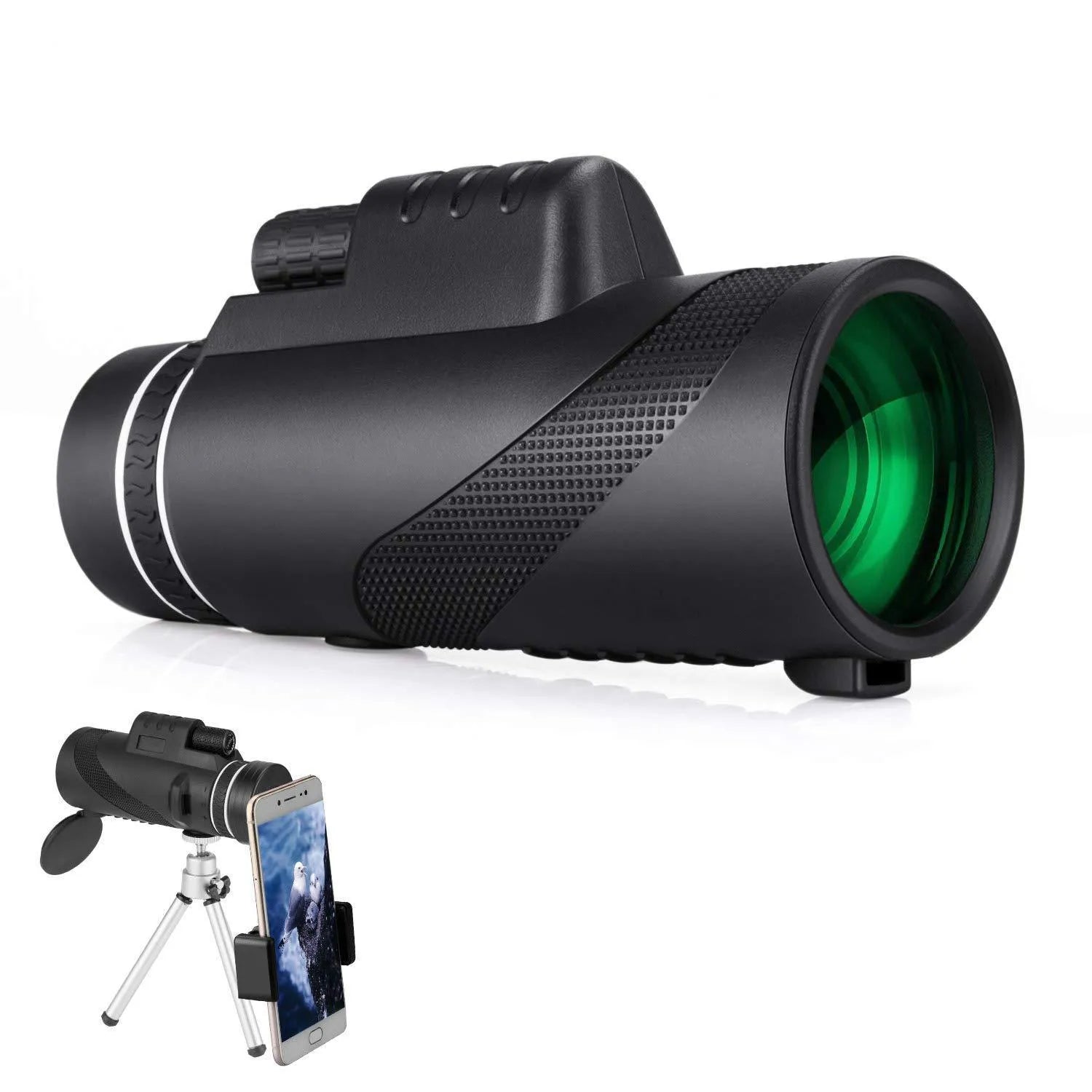 Black HD 40x60 smartphone telescope monocular with tripod adapter for outdoor observation