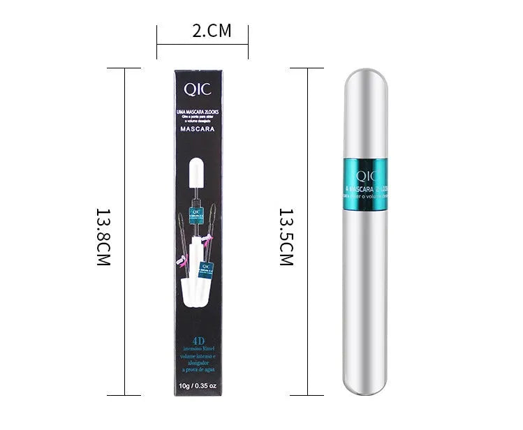 Two-in-one double mascara in silver tube with double-sided brush applicator for volume and length