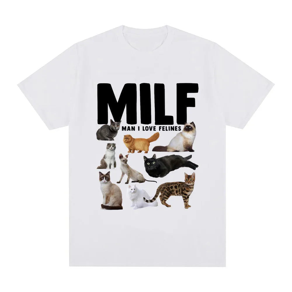Casual cat lovers graphic t-shirt with geometric print in multiple colour options on a cotton pullover.