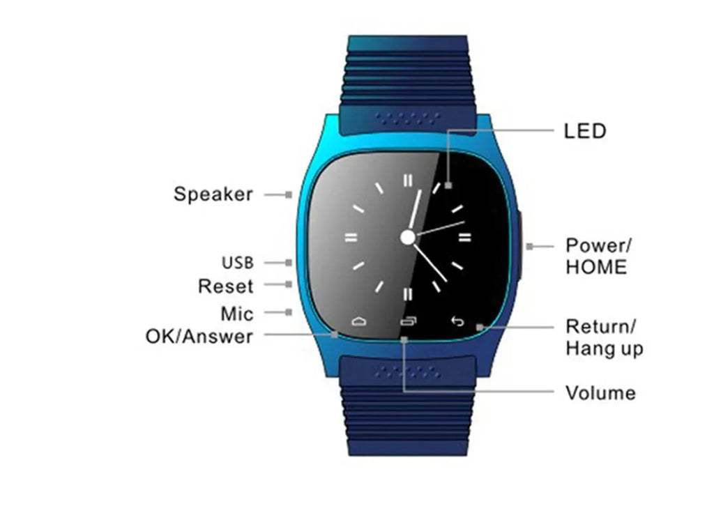 Smart Bluetooth sports watch in black with cross-platform Apple iOS and Android compatibility