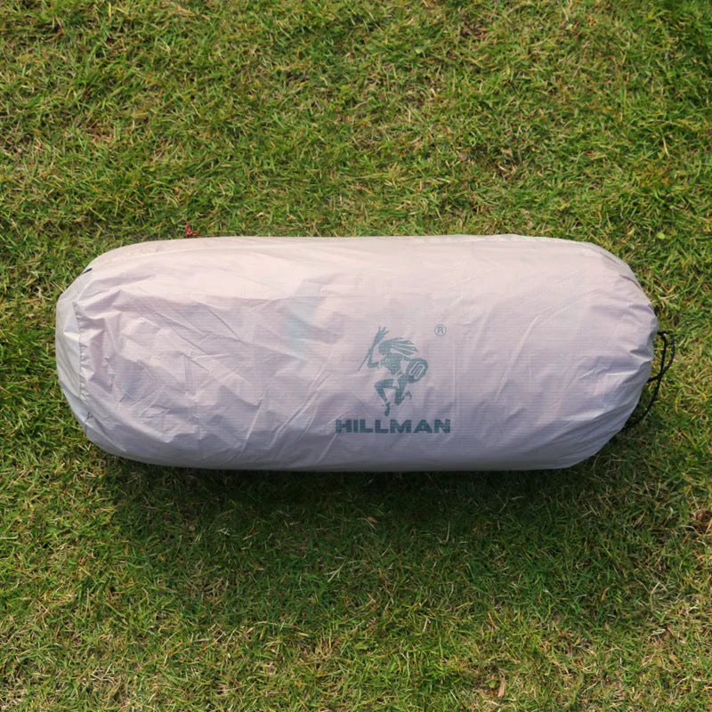 Outdoor multi-person grey tent with aluminium poles, nylon flysheet, and rain protection