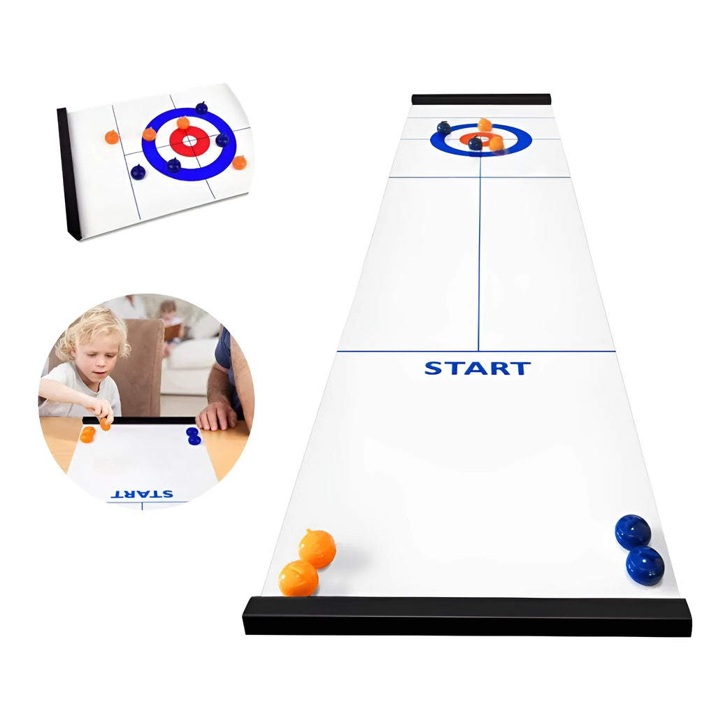 Curling table game with 1200mm runway and 25mm balls, indoor tabletop curling toy for ages 6-16