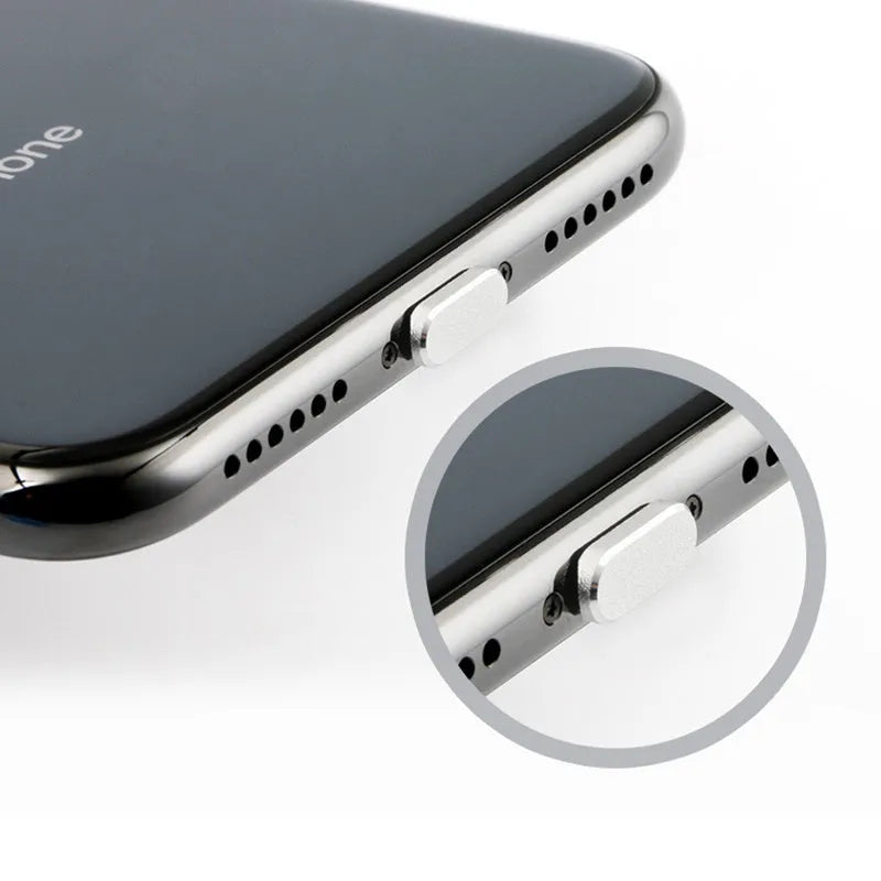 Aluminium alloy iPhone charging port dust plug in multiple colour options.