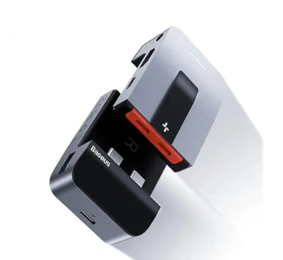 Mecha Era space grey aluminium alloy multifunctional HUB with USB3.0, HDMI, RJ45, Type-C and 3.5mm audio ports